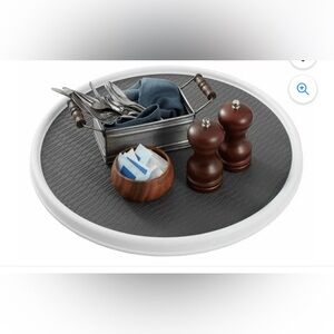 COPCO Non-Skid Pantry Cabinet Lazy Susan Turntable 18-Inch White/Gray #1108246A